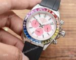 Replica Rolex Daytona Rainbow Watch Rubber Band White Dial Japan-quartz